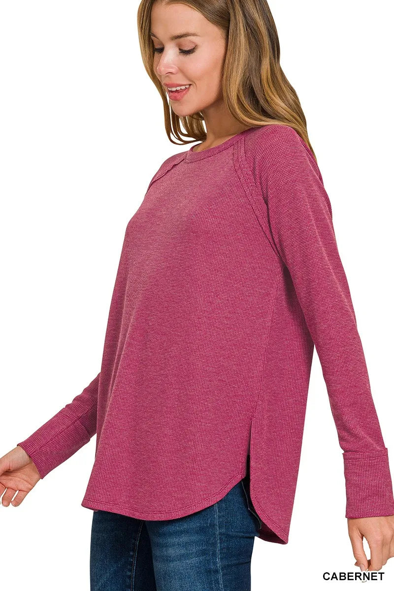 Zenana Baby Waffle Long Sleeve Top
