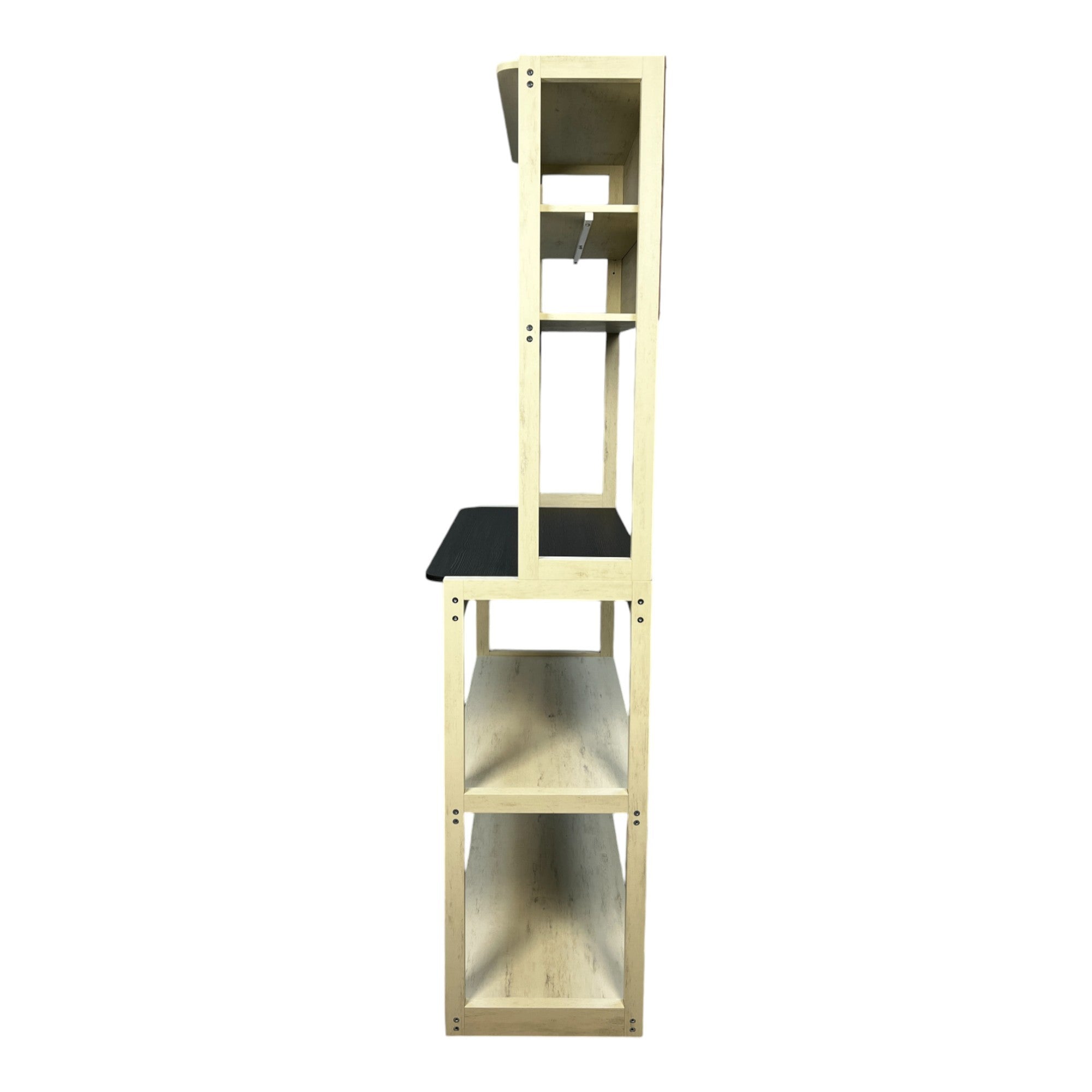 31.5' White and Black color 5-Tier Bakers Rack for Kitchen with Storage, Coffee Bar, Kitchen Shelves,  Microwave Stand