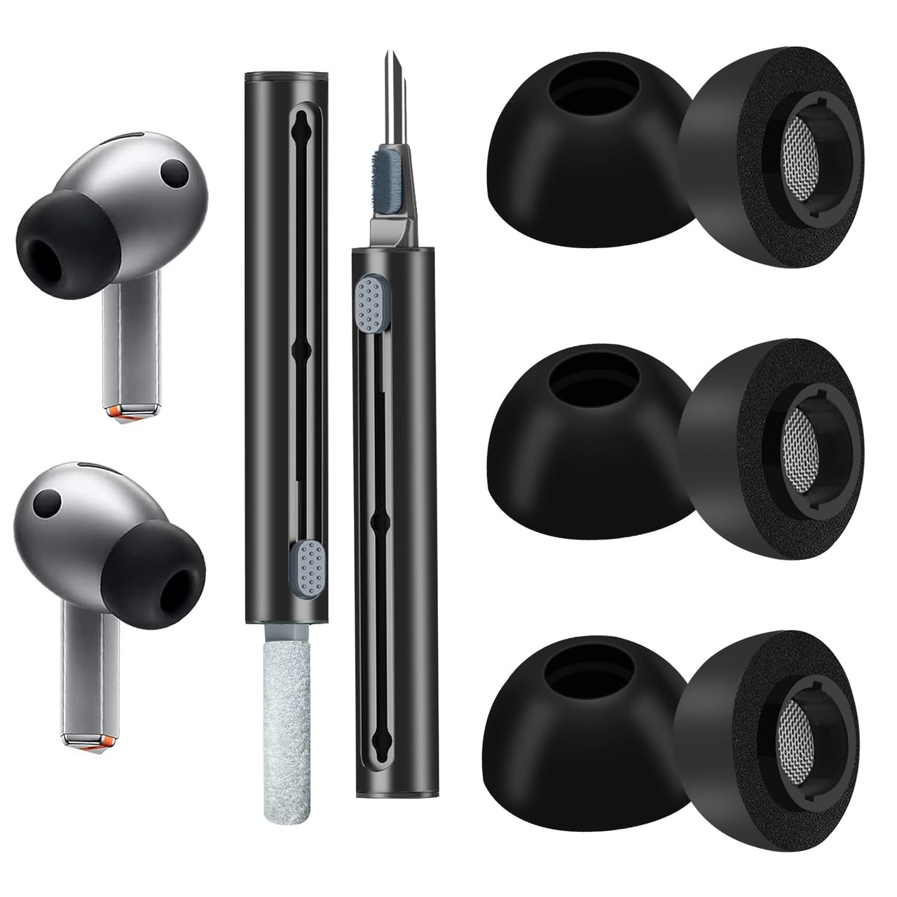 Foam Ear Tips for Samsung Galaxy Buds3 Pro - Ultimate Comfort and Unshakeable Fit with Memory Foam Earbud Tips Earbud Replacement Tips with Cleaning Pen - M