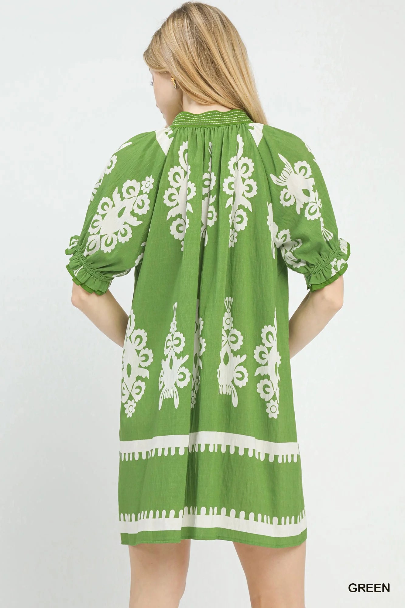 Umgee Two Tone Border Print Mini Dress