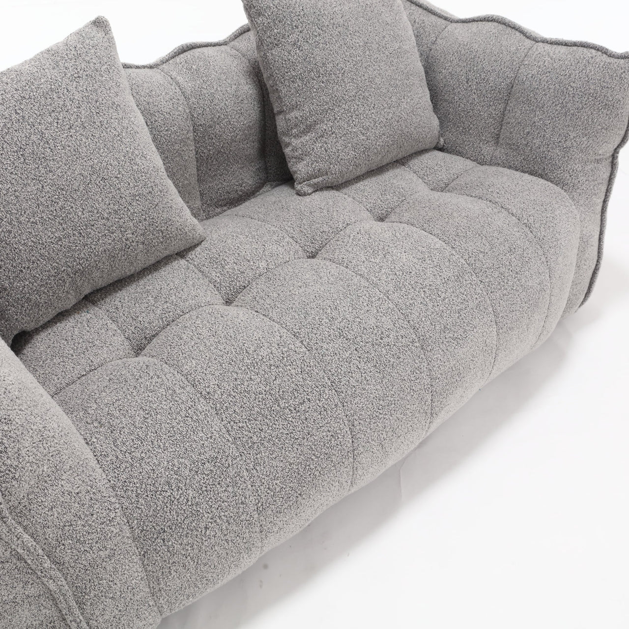 Cozy Beanbag Chair with High Resilience Foam Core for Two - Grey Chenille, 66x35x25 inches