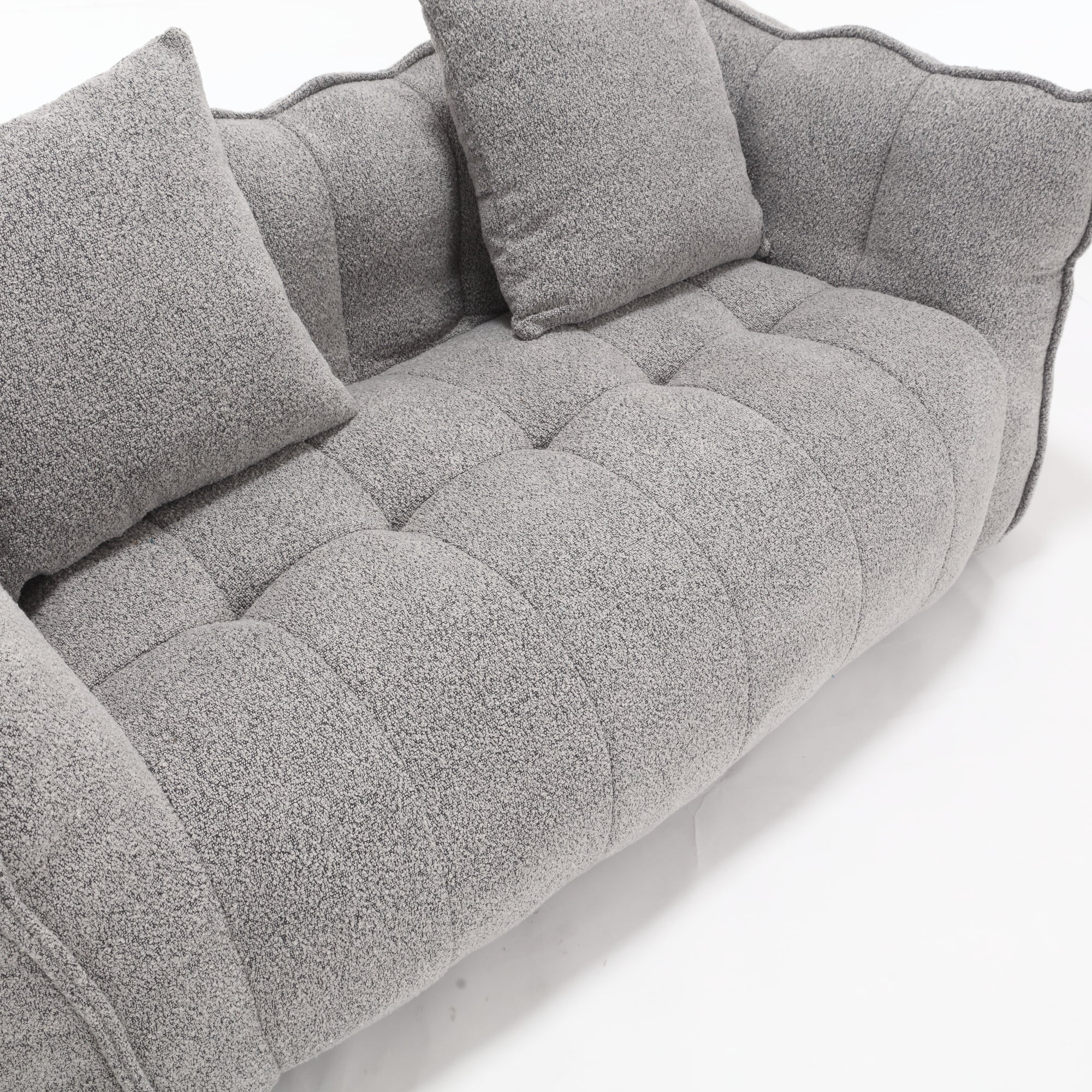 Cozy Beanbag Chair with High Resilience Foam Core for Two - Grey Chenille, 66x35x25 inches