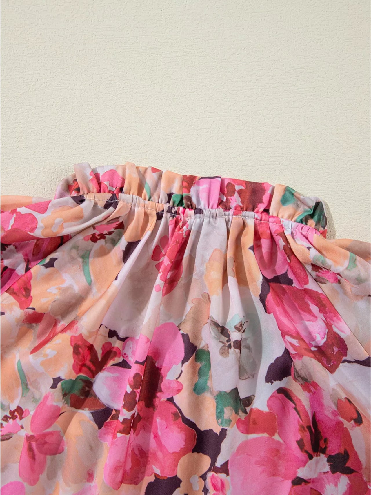 Floral Print Ruffle Trim Long Sleeve Shirt