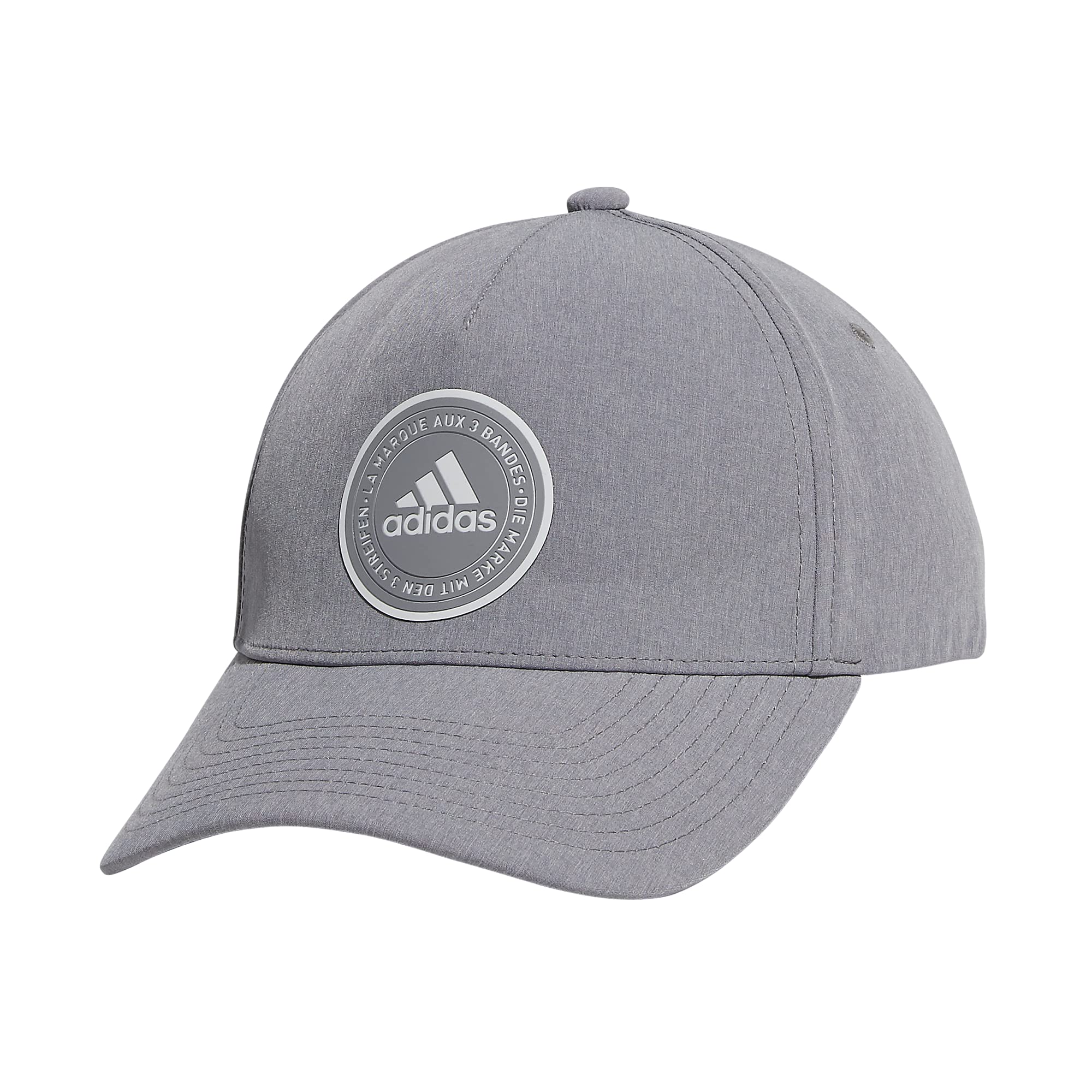 adidas Mens Lifestyle Structured Stretch Fit Hat HeatherLightGrey/Black/Grey Large-X-Large