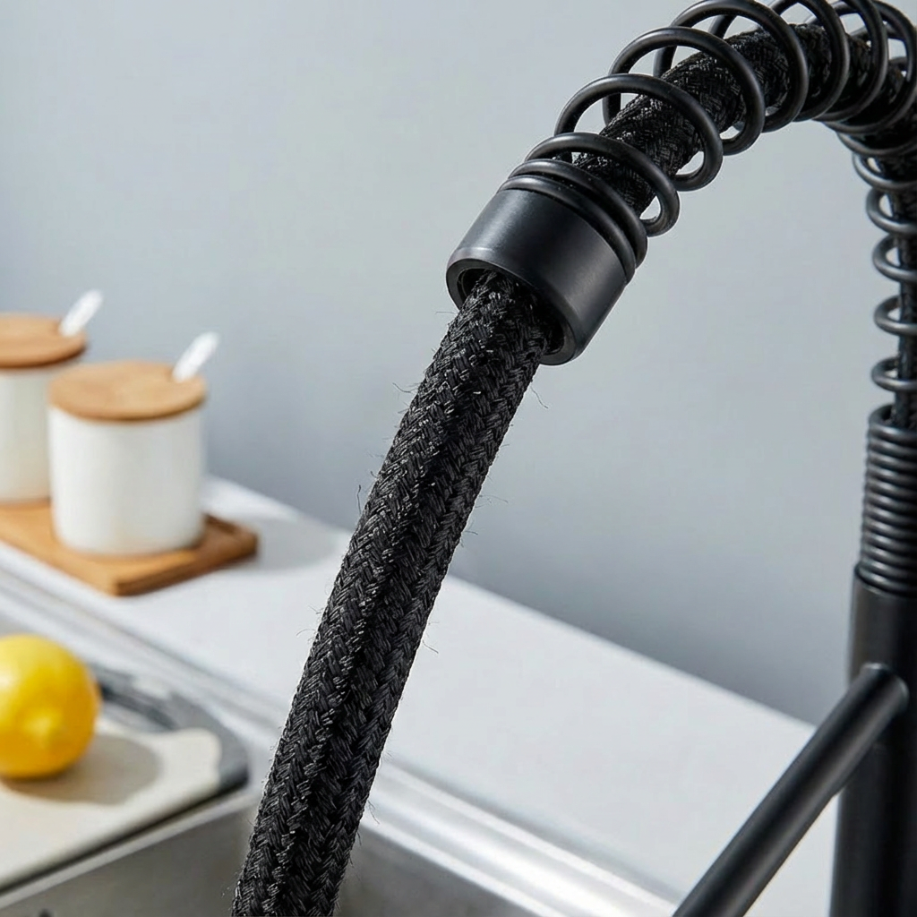 Kitchen Faucet with Pull Down Sprayer Industrial 1 Handle 1 Hole Or 3 Hole Faucet for Farmhouse Camper Laundry Utility Rv Wet Bar Sinks, Stainless Steel, Matte Black