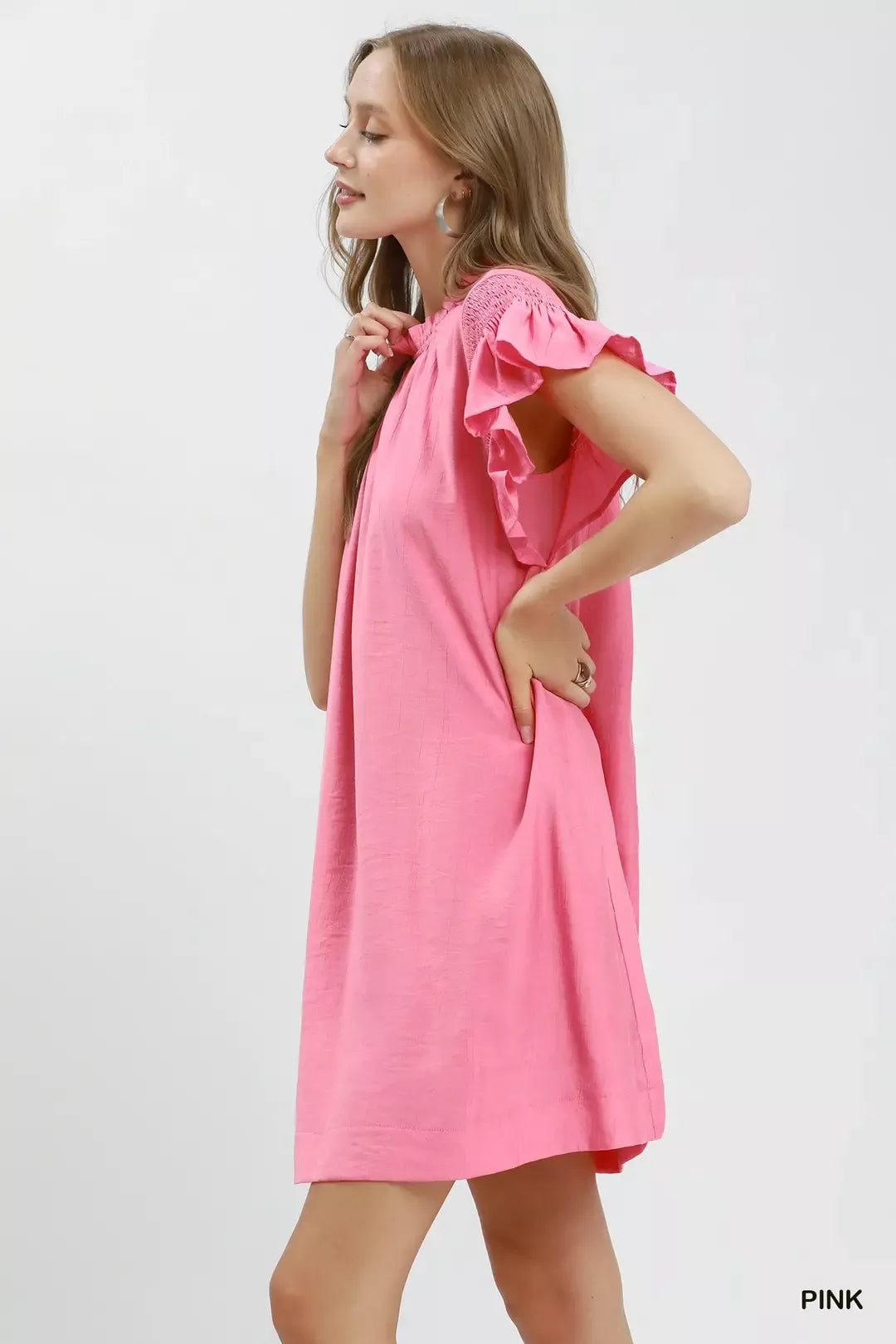 Umgee Ruffle Flutter Sleeve Dress