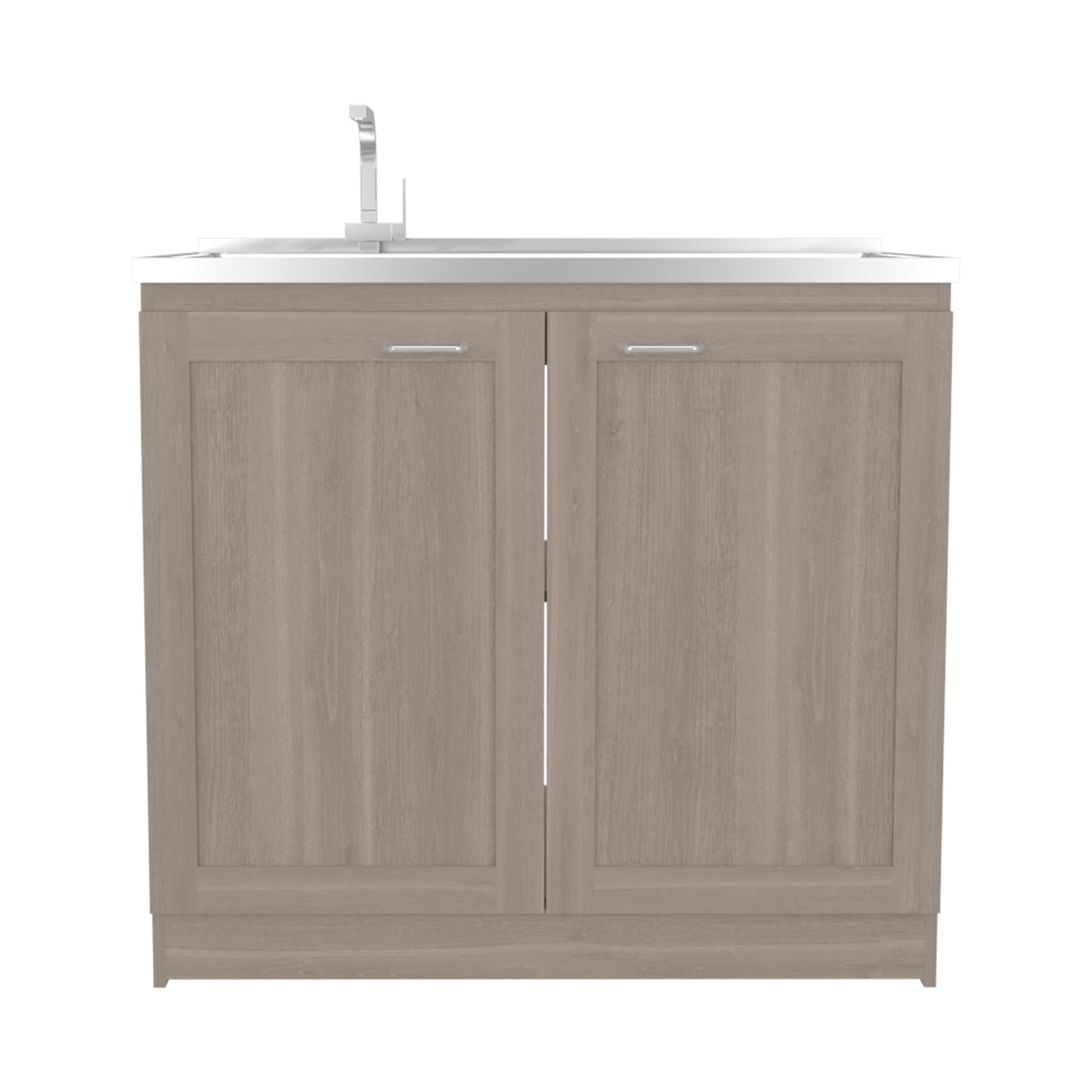 Utility Sink Cabinet 36' H, 2 Doors, 2 Shelves, White Oak - Kitchen