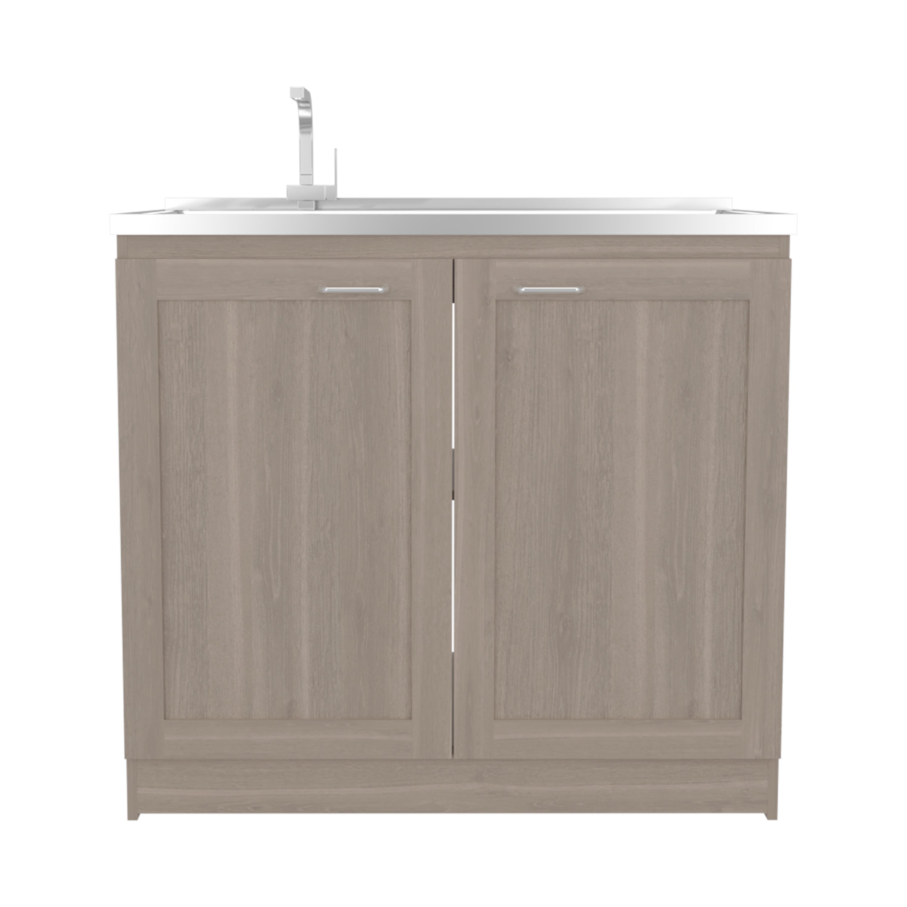 Utility Sink Cabinet 36' H, 2 Doors, 2 Shelves, White Oak - Kitchen