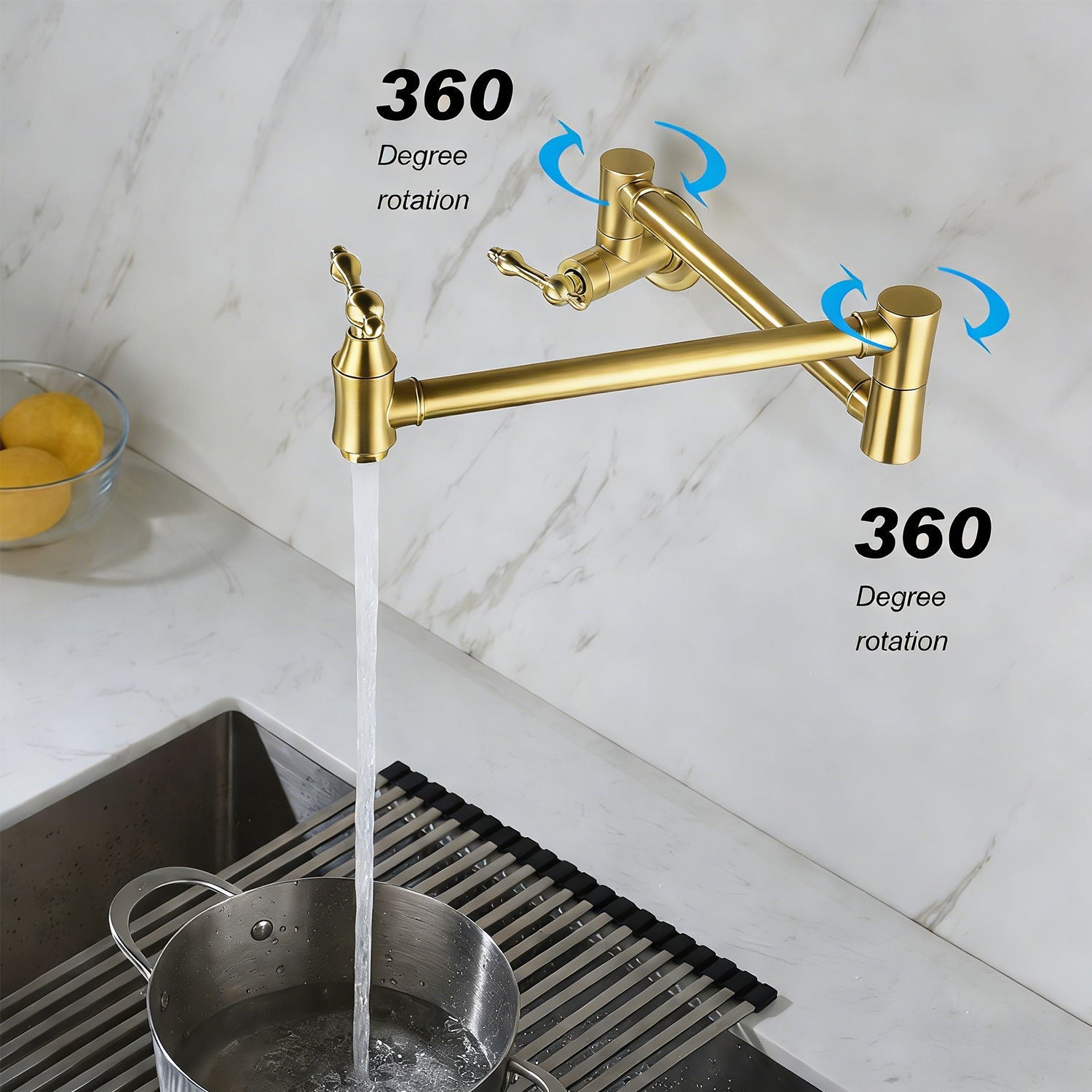 Wall Mount Folding Kitchen Pot Filler Faucet
