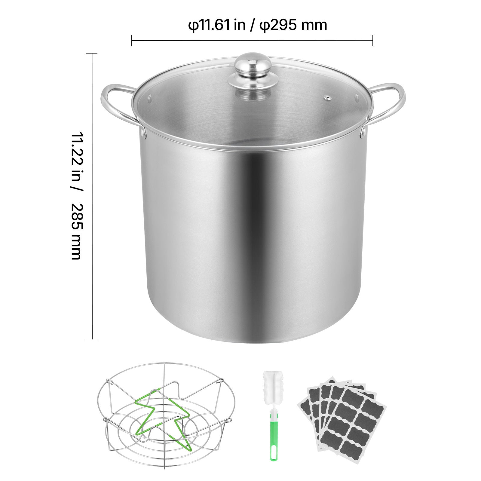 Canning Pot with Rack and Glass Lid 21 QT Stainless Steel Waterbath Canner