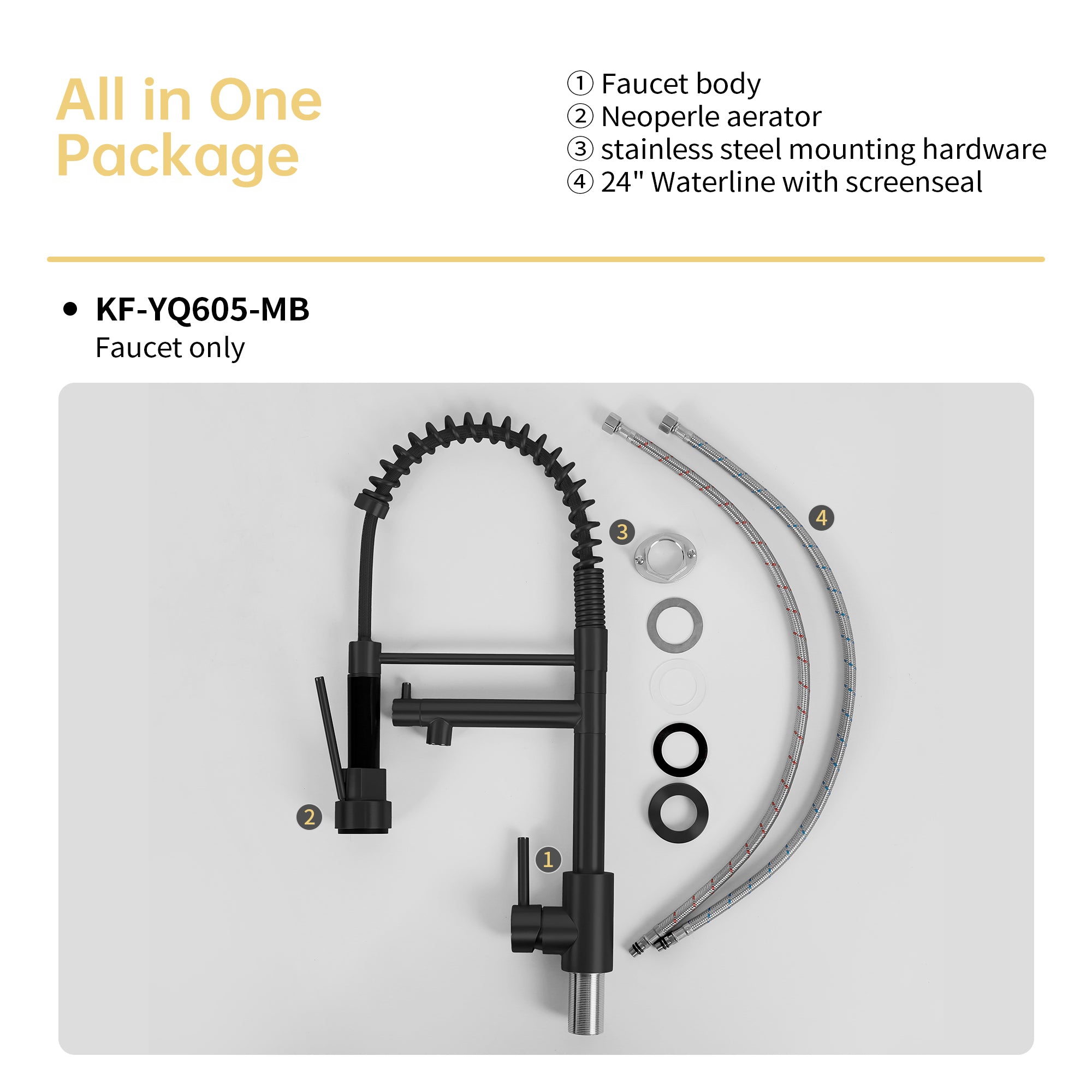 Bothwa Home CUPC Certified 19' Single Handle Kitchen Faucet (Matt Black Finish)