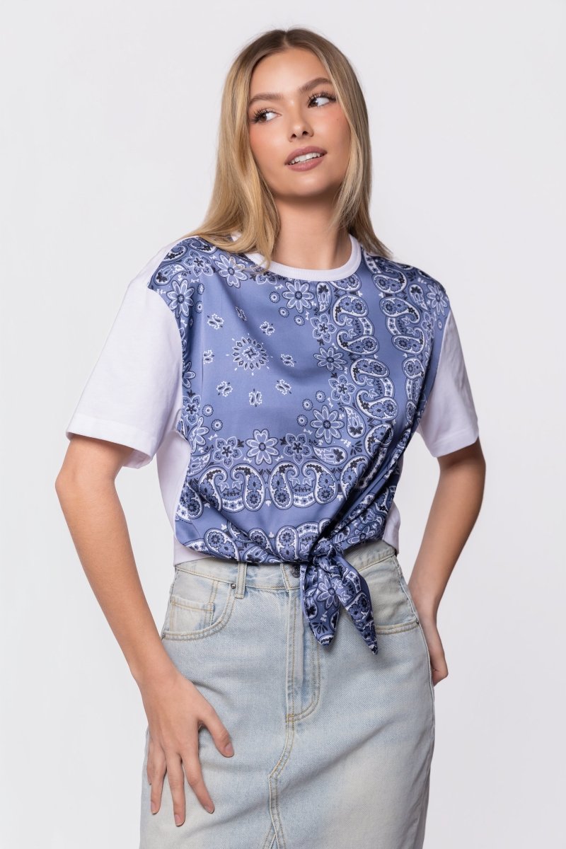 Edie Top (Blue Pattern)