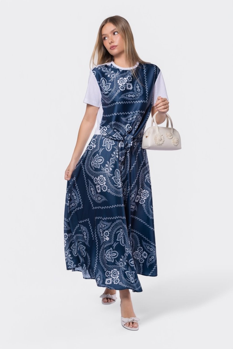 Edie Top (White/Navy Pattern)