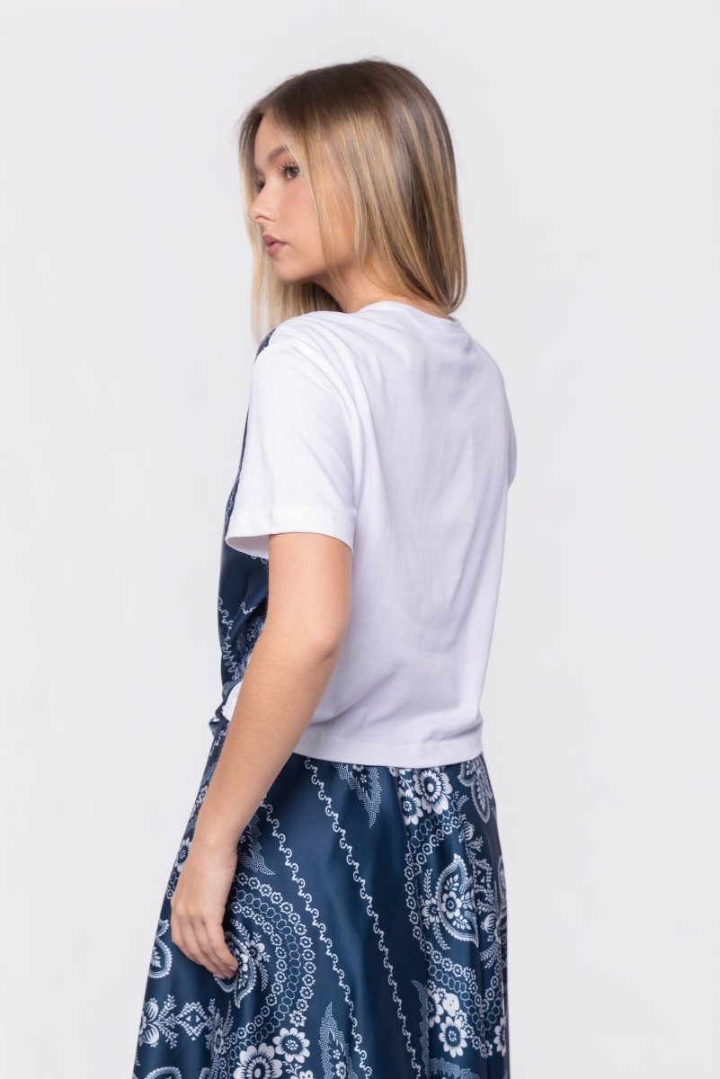 Edie Top (White/Navy Pattern)