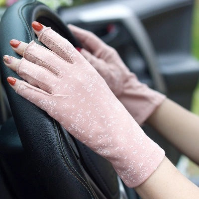 Summer Sun Protection Half Finger Gloves UV Protection Ultra-thin Driving