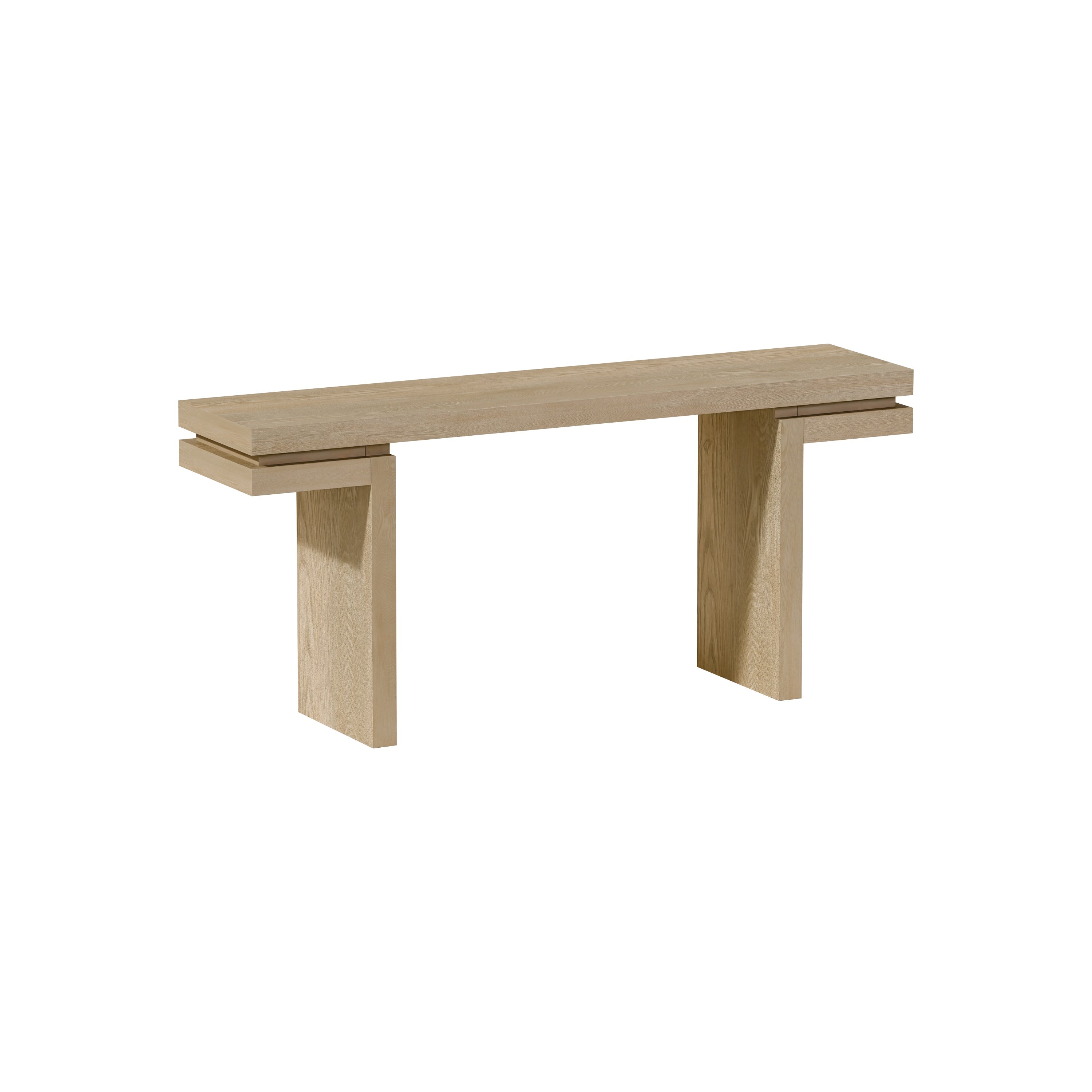 66' Extra Wide Real Wood Veneered Console Table, Minimalist Sofa Table Behind Couch for Entryway, Hallway, Living Room, Home Office, Distressed Oak