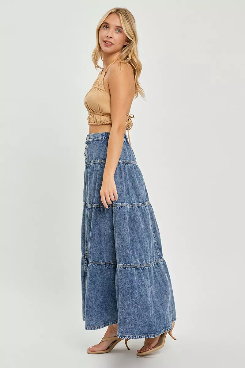 RISEN High Rise Ruffle Long Skirts