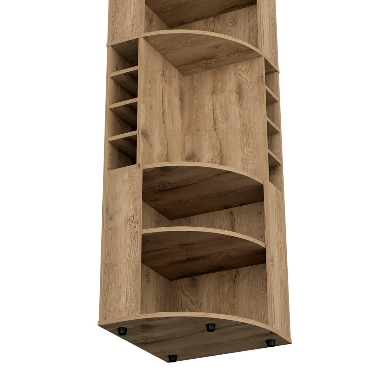 Oban Corner Bar Cabinet with Five Shelves , Eight Bottle Cubbies and Steamware Macadamia