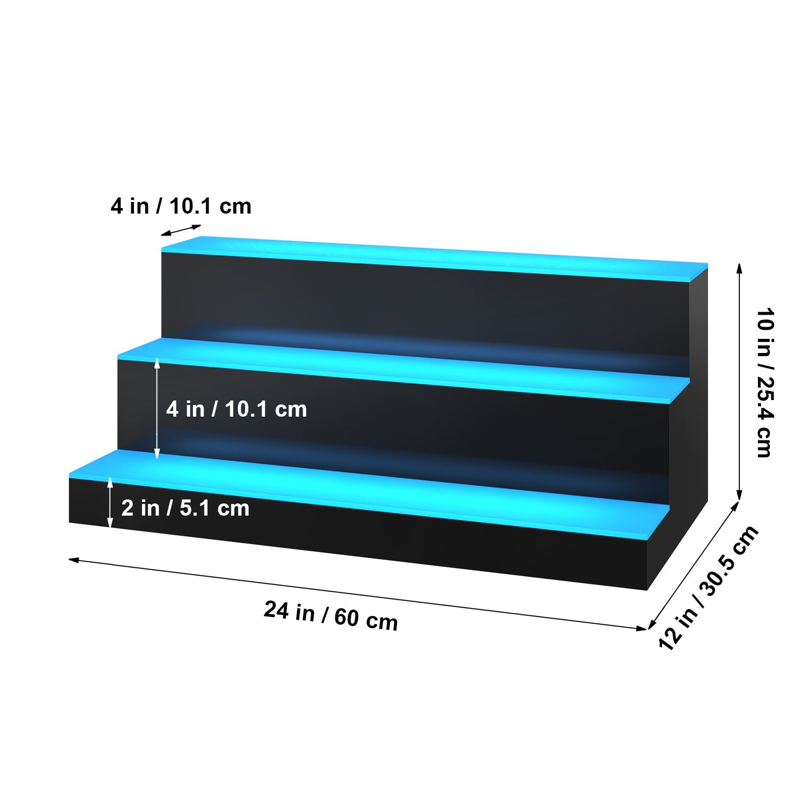 LED Lighted Liquor Bottle Display Bar Shelf RF & App Control 24' 3-Step