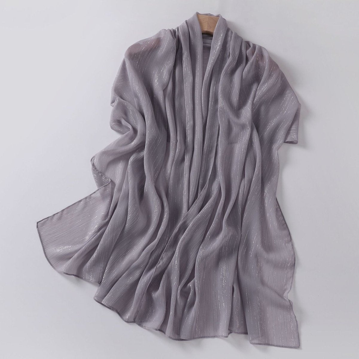 Effortless Grace Scarf Silver Crinkle Chiffon Hijab (MH153)