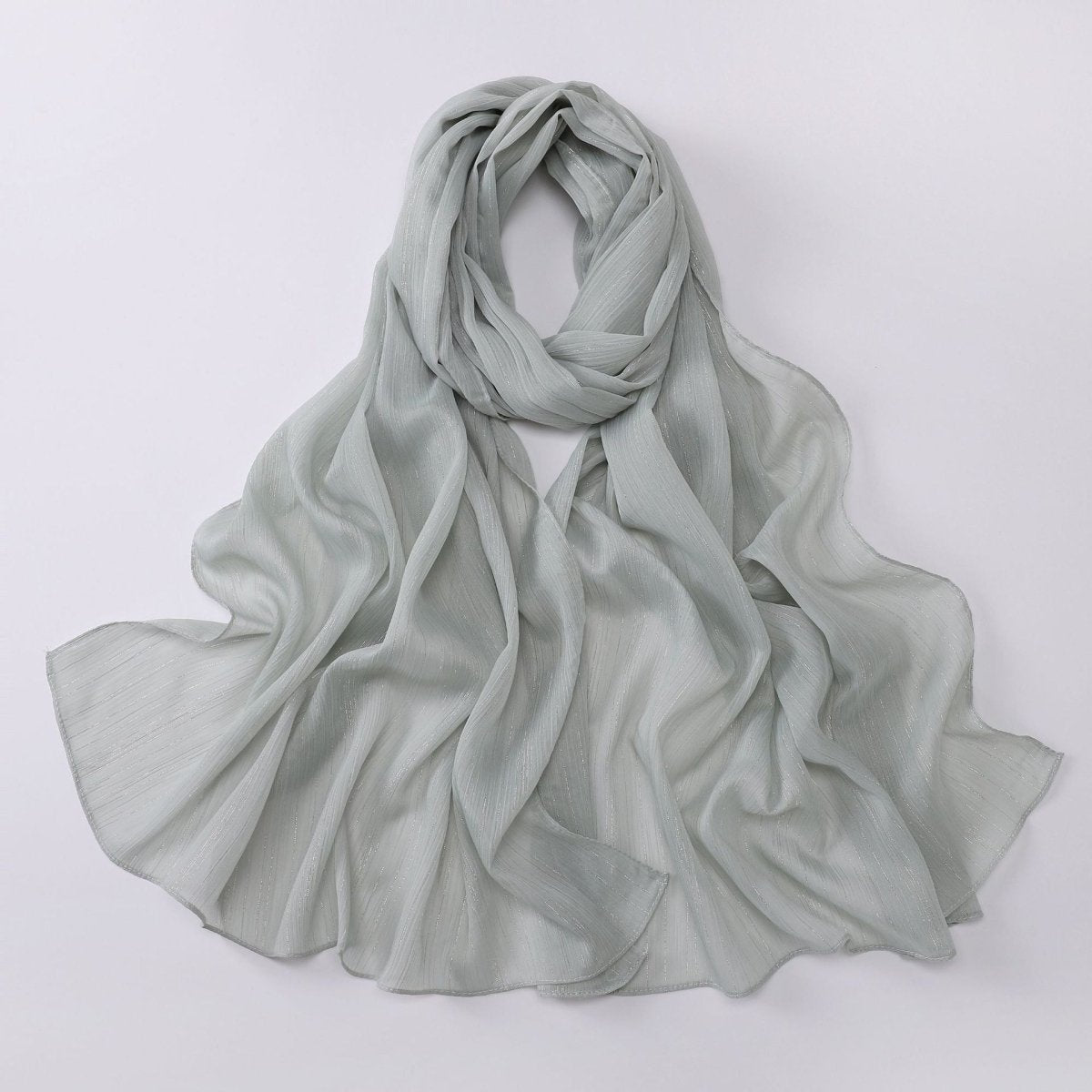 Effortless Grace Scarf Silver Crinkle Chiffon Hijab (MH153)