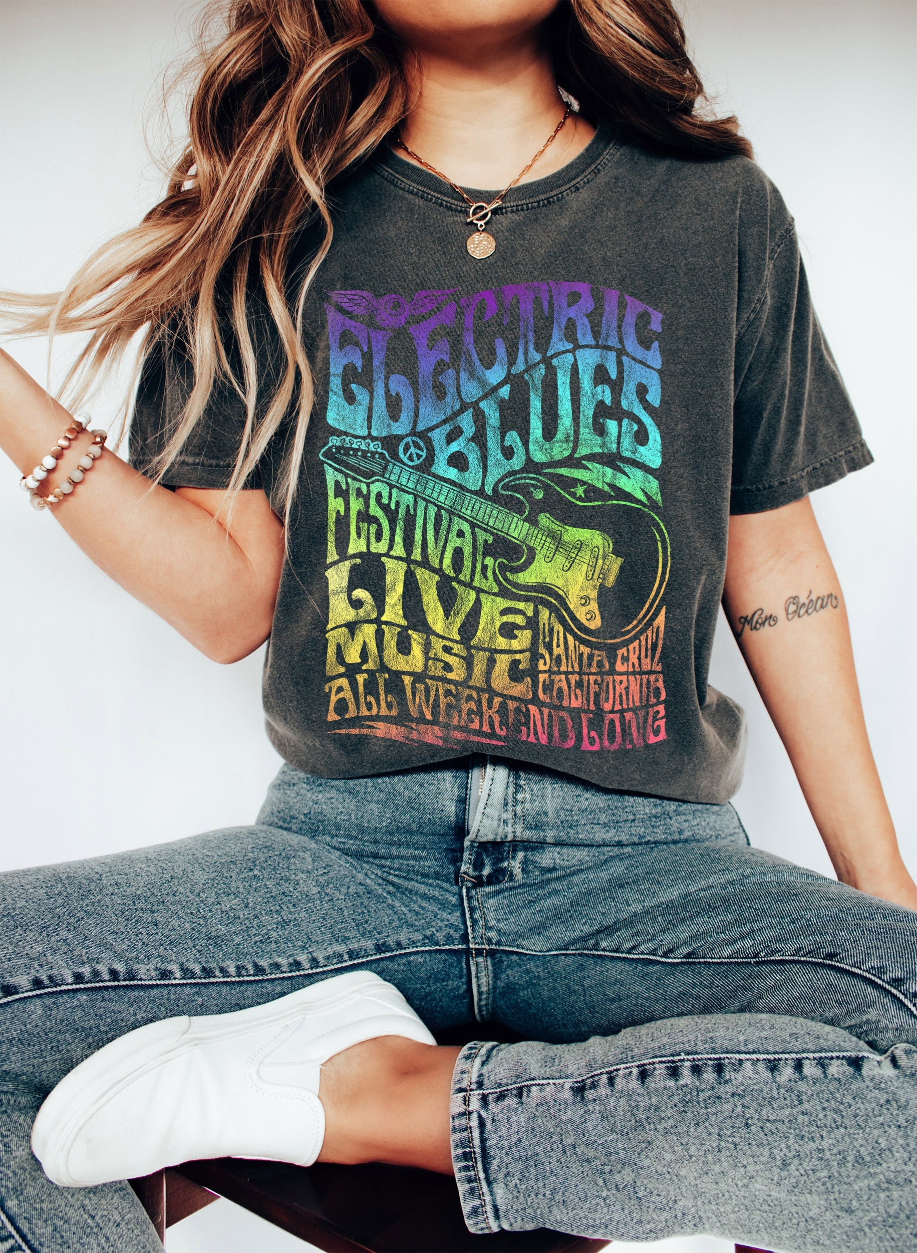 Electric Blues Festival Music Experience For True Festival Fans Comfort Colors Tee
