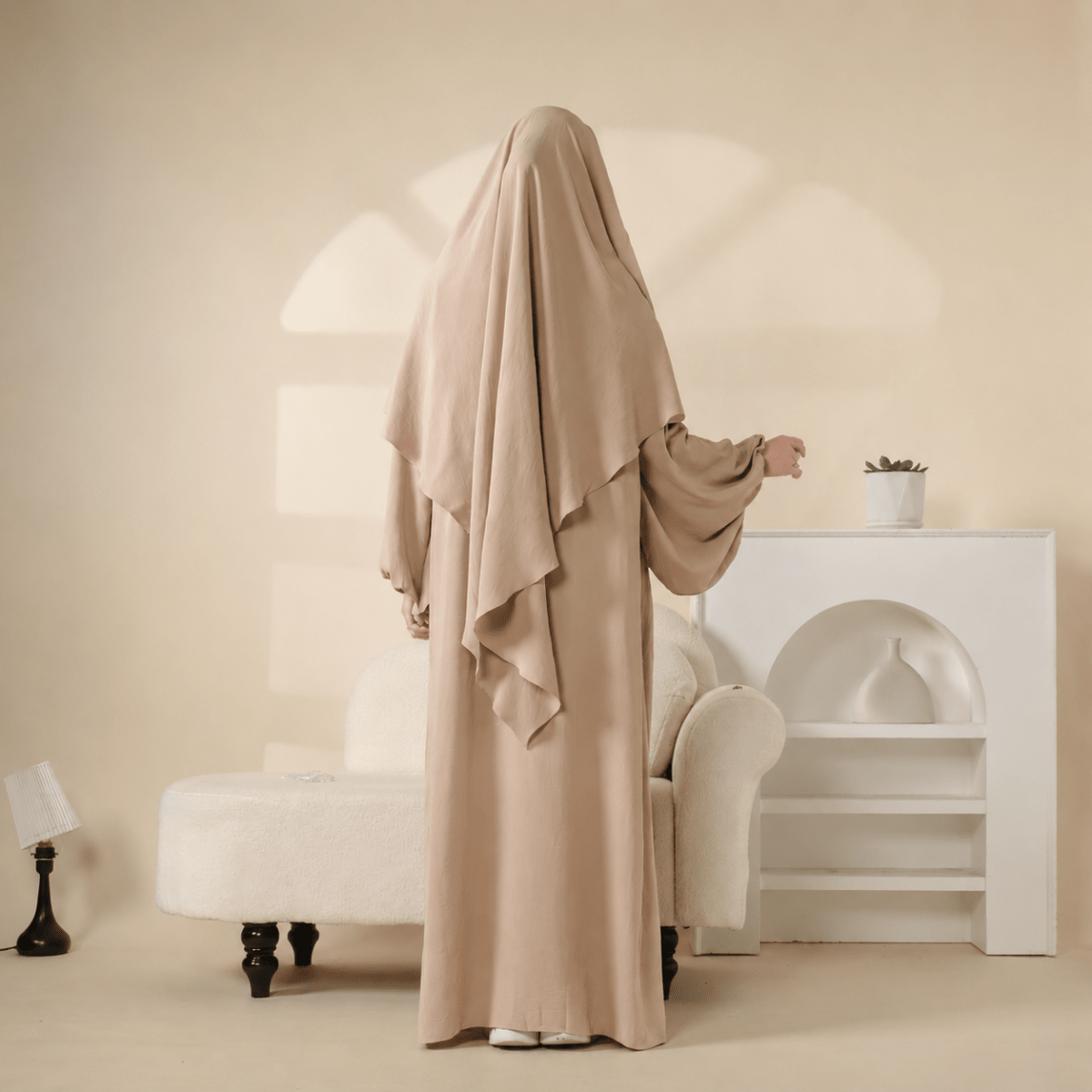 Elegant 2-Piece Crepe Abaya & Khimar Set (MK008)