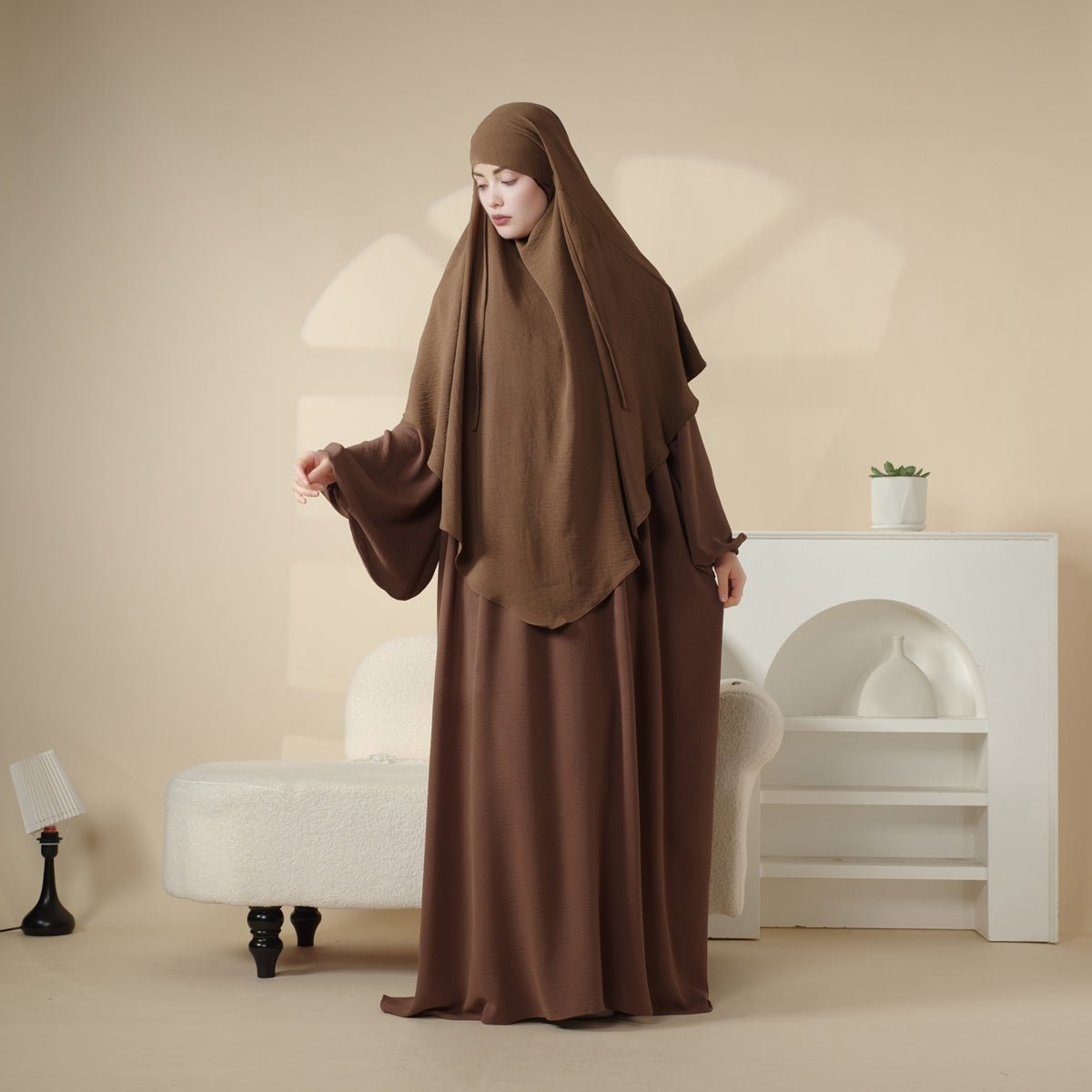 Elegant 2-Piece Crepe Abaya & Khimar Set (MK008)