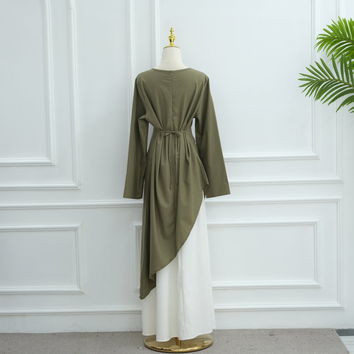Elegant Asymmetric Top & Maxi Skirt Set | Cotton Linen Two-Piece Outfit (MS184)