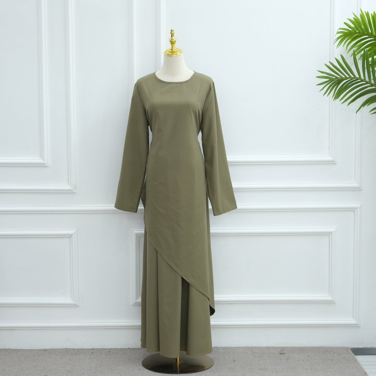 Elegant Asymmetric Top & Maxi Skirt Set | Cotton Linen Two-Piece Outfit (MS184)