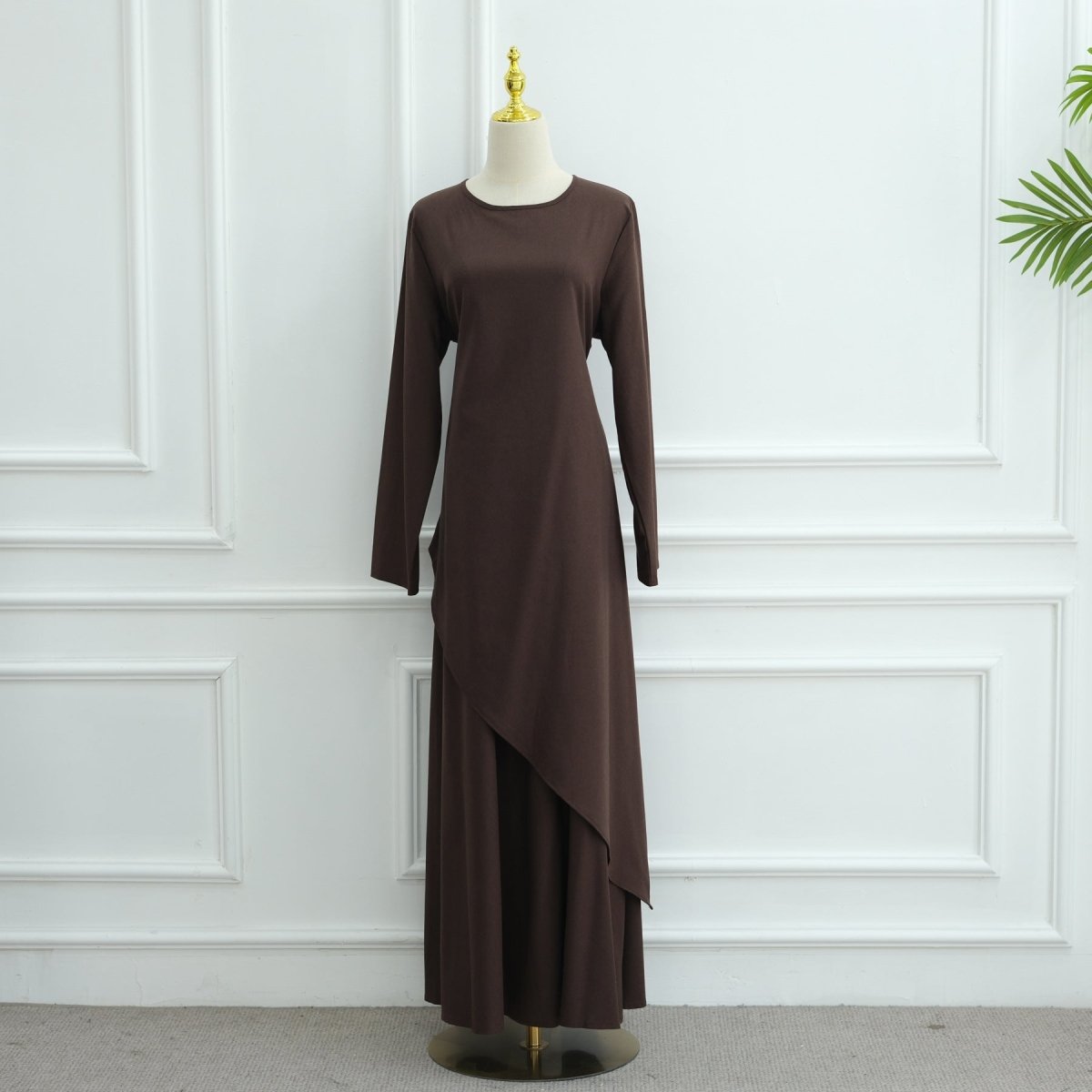 Elegant Asymmetric Top & Maxi Skirt Set | Cotton Linen Two-Piece Outfit (MS184)