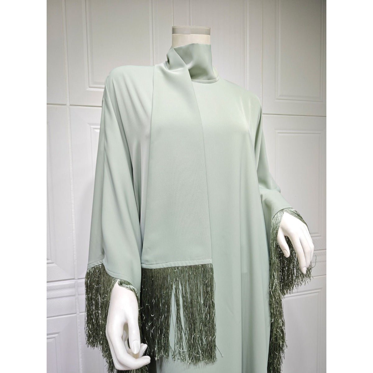 Bat Sleeve Tassel Kaftan | Party Dress with Flowy Fringe Details (MA288)