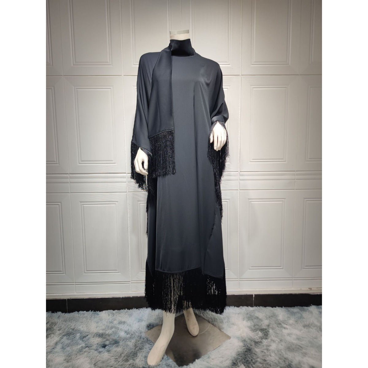 Bat Sleeve Tassel Kaftan | Party Dress with Flowy Fringe Details (MA288)