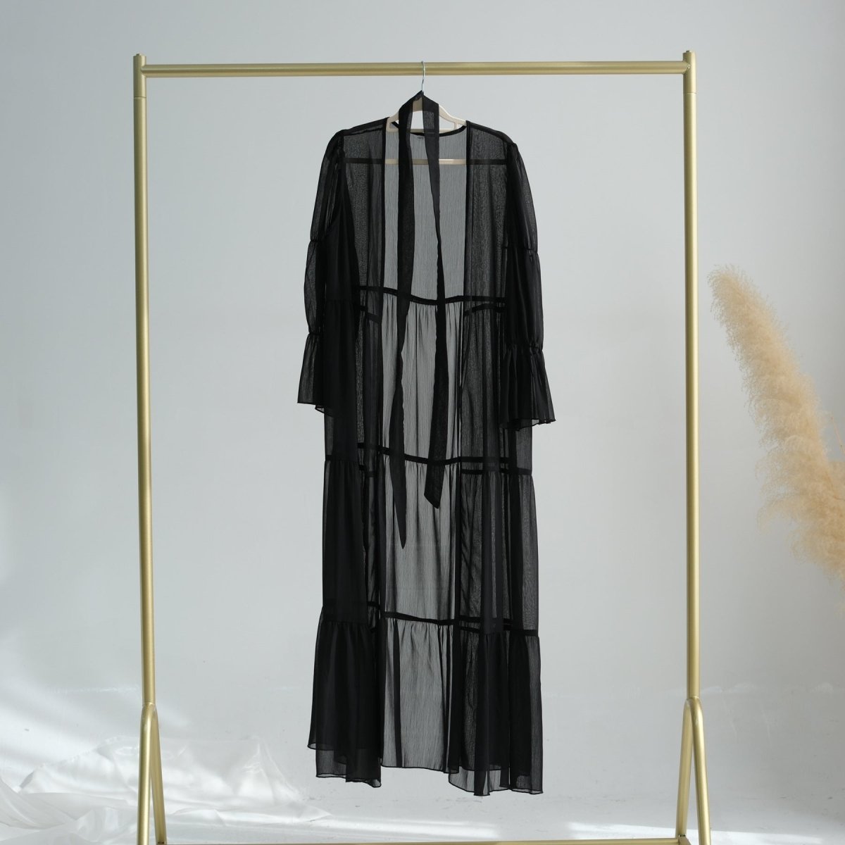 Elegant Chiffon Wrinkle Abaya | Three-Piece Set Modest Muslim Chiffon Abaya (MOA155)