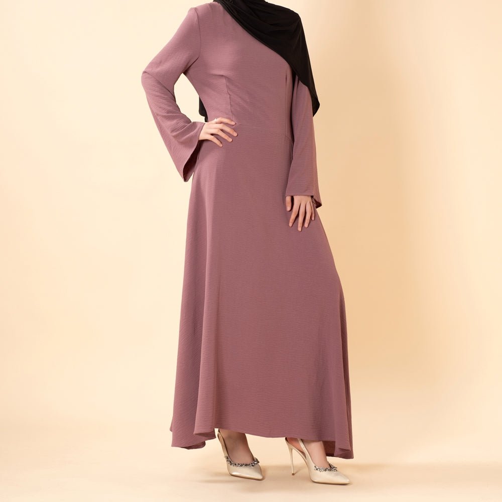 Elegant Flow Crepe Pocket Abaya Dress(MA432)