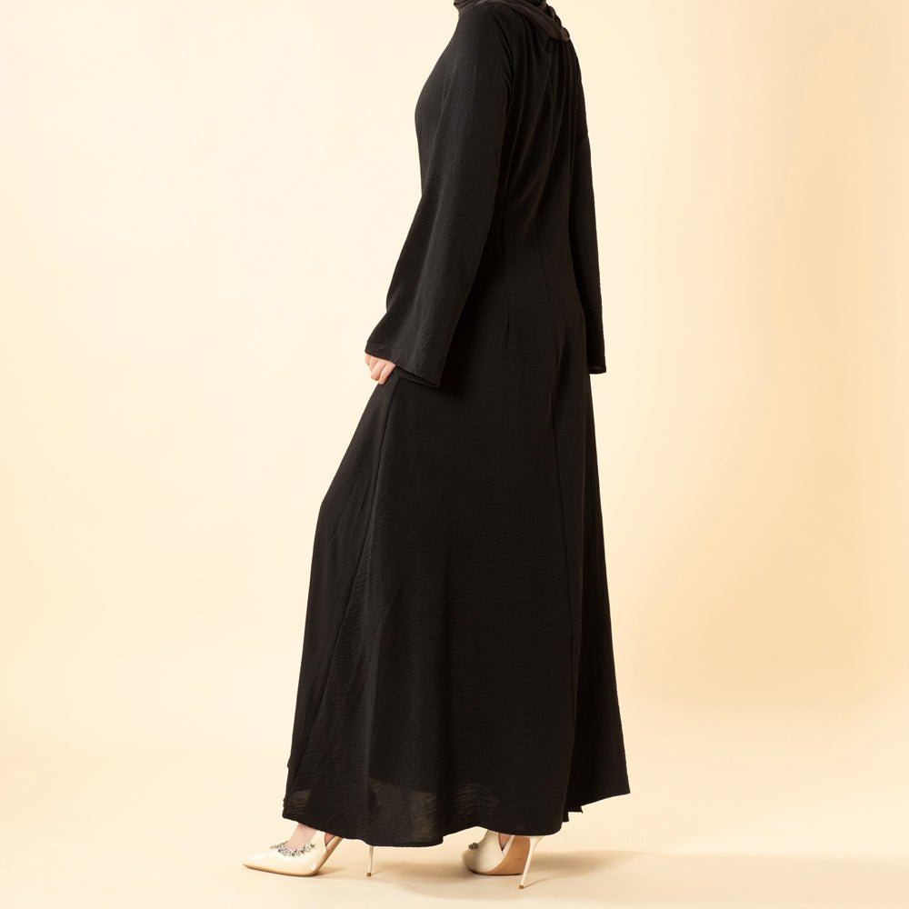Elegant Flow Crepe Pocket Abaya Dress(MA432)