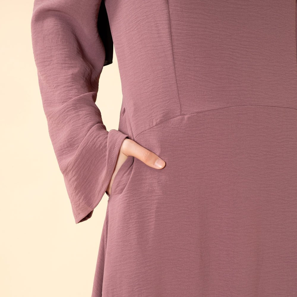 Elegant Flow Crepe Pocket Abaya Dress(MA432)