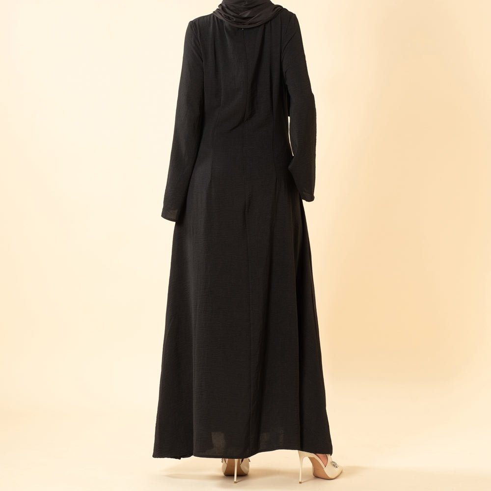 Elegant Flow Crepe Pocket Abaya Dress(MA432)