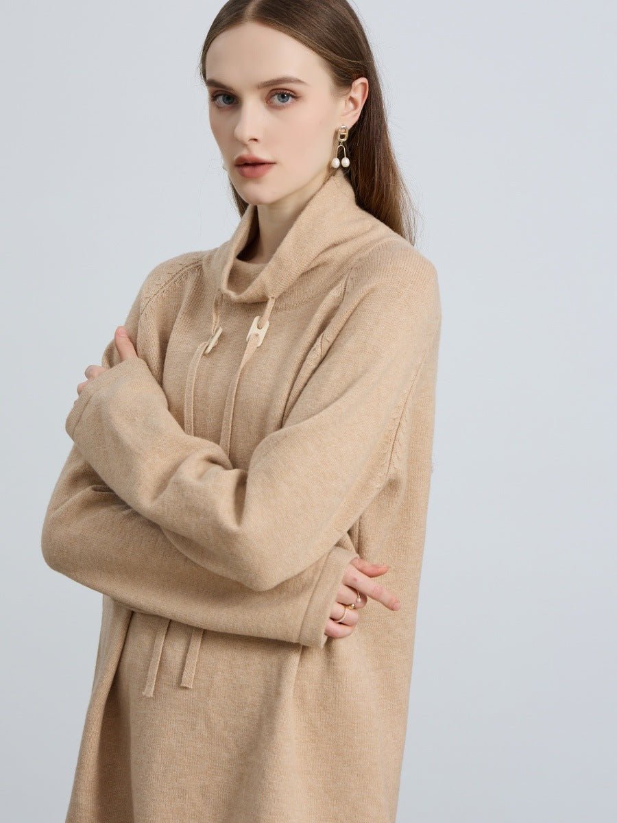 Elegant Half-Turtleneck Knit Sweater with Drawstring | Pullover Style Versatile Top(MS120)