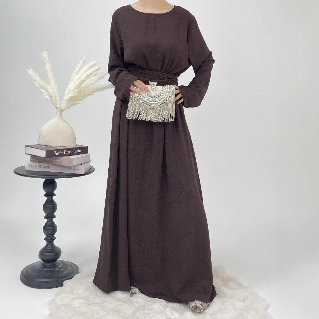 Elegant Lace-Up Ice Crape Abaya Evening Gown(MA160)