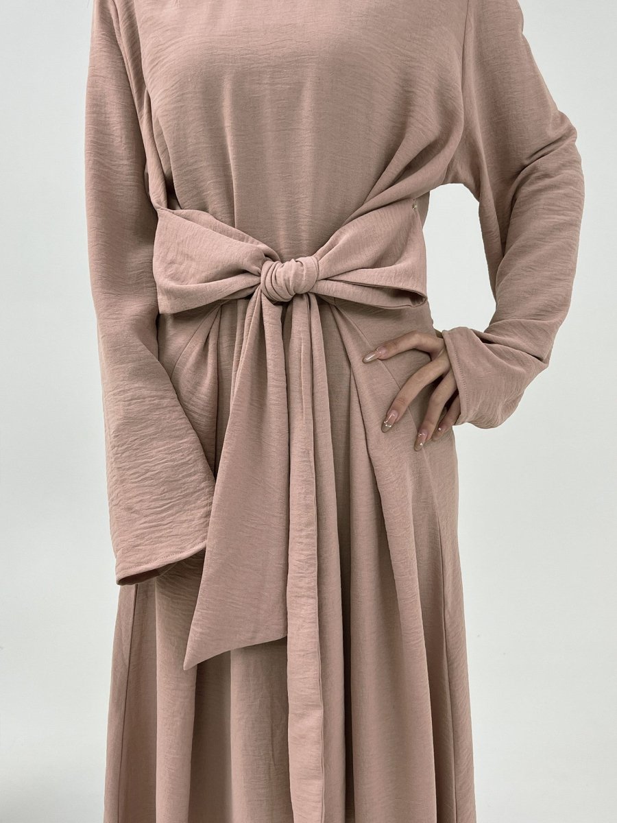 Elegant Lace-Up Ice Crape Abaya Evening Gown(MA160)