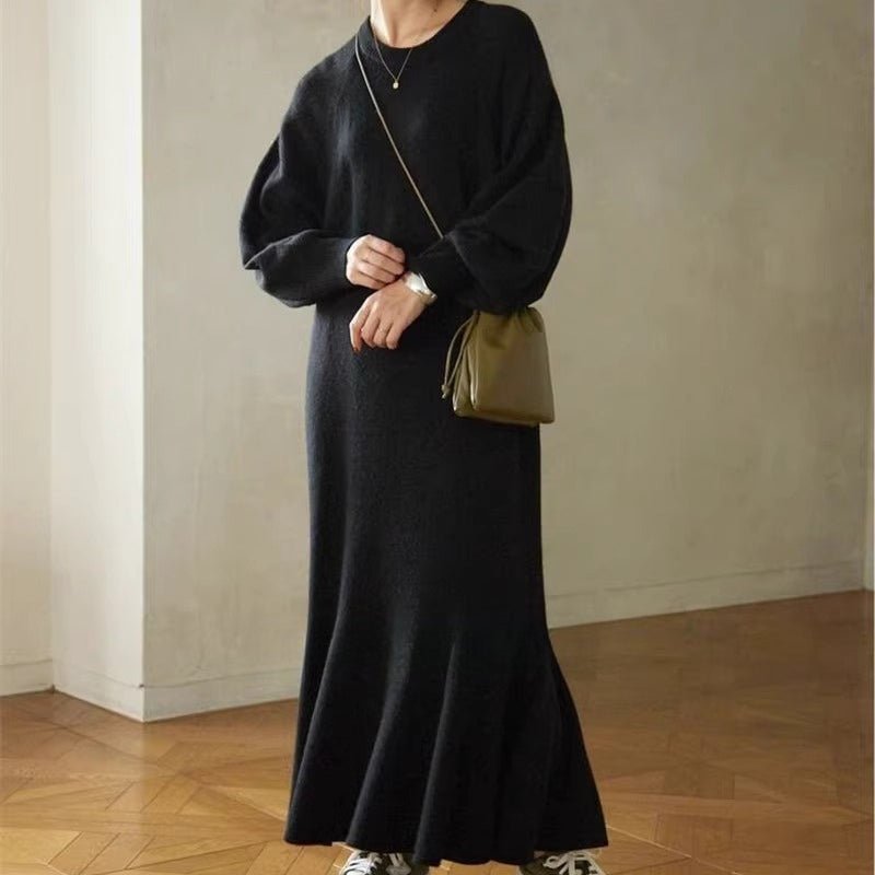 Elegant Lantern Sleeve Mermaid Maxi Dress | Loose Fit Long Sleeve Dress(MS154)