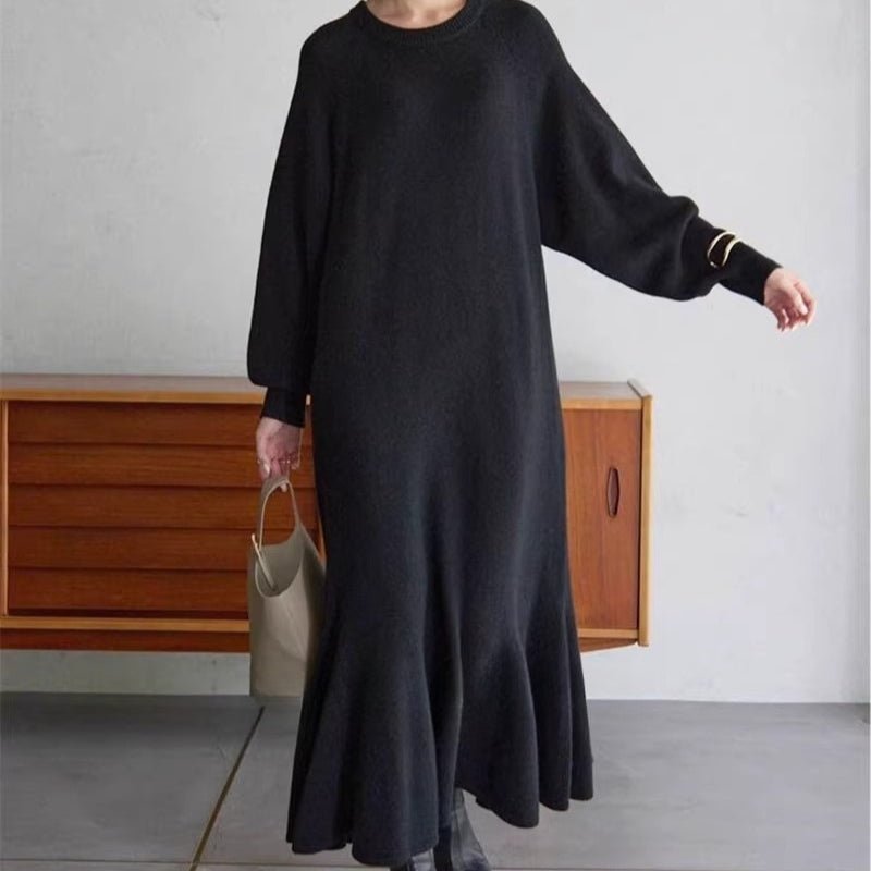 Elegant Lantern Sleeve Mermaid Maxi Dress | Loose Fit Long Sleeve Dress(MS154)