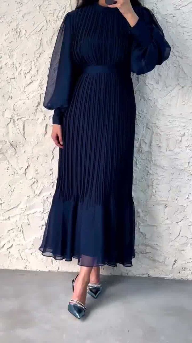 Elegant Lightweight Textured Long Skirt with Puff Sleeves Abaya Dress (MA201)