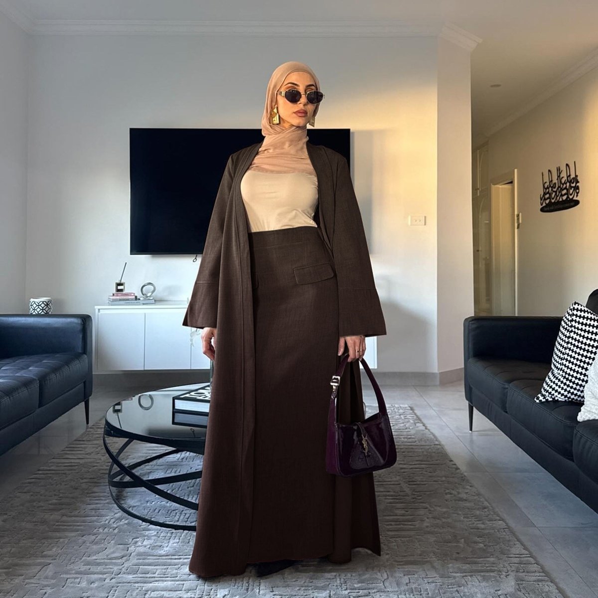 Elegant Long Cardigan & Maxi Skirt Set(MS175)