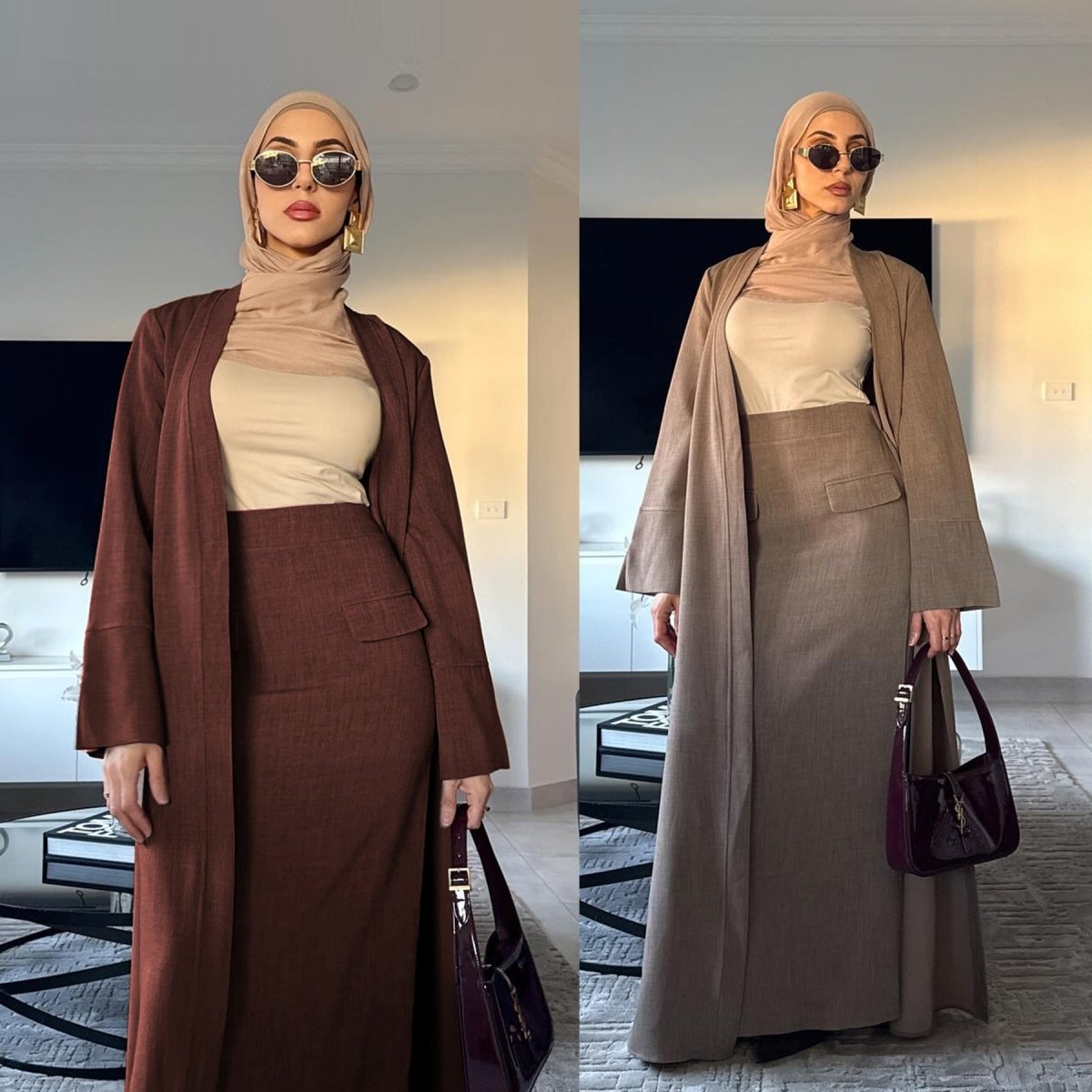 Elegant Long Cardigan & Maxi Skirt Set(MS175)