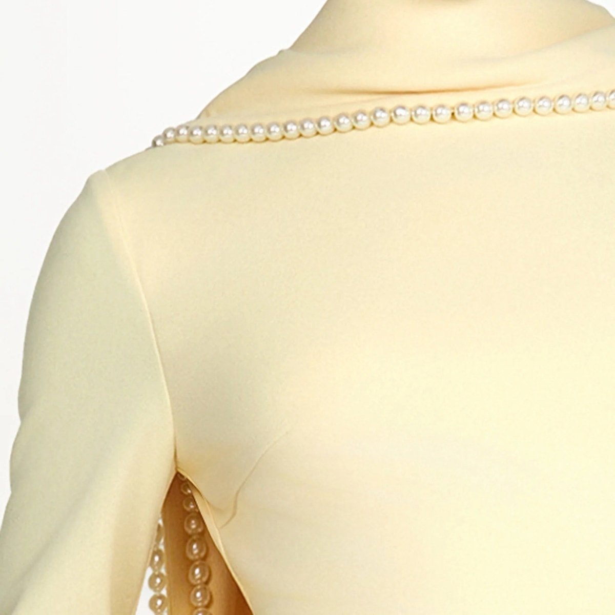 Elegant Pearl Embellished Cape Sleeve Evening Dress(MA337)