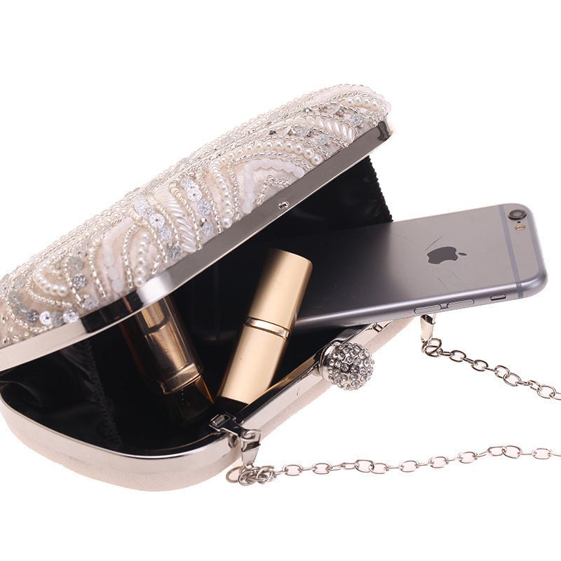 Elegant Pearl-Embellished Clutch Evening Bag for Weddings & Parties (MAC278)