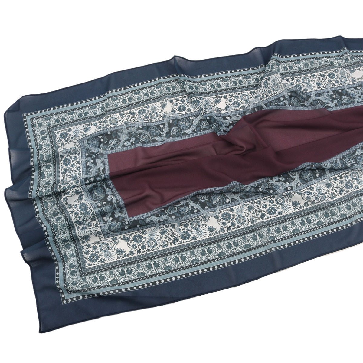 Elegant Printed Chiffon Hijab Scarf Bohemian Style Breathable Sun Protection Wrap (MH136)