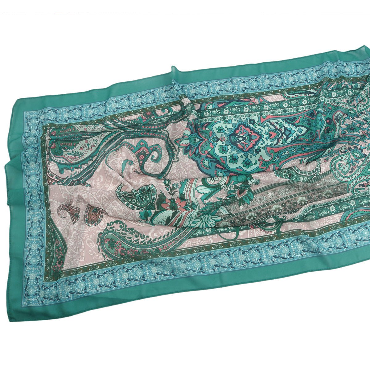 Elegant Printed Chiffon Hijab Scarf Bohemian Style Breathable Sun Protection Wrap (MH136)